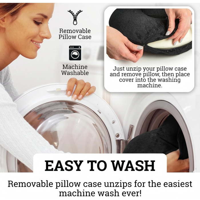 Подушка для подорожей AERIS з ефектом пам'яті (Memory Foam) з плюшевим велюровим чохлом та сумкою для транспортування — ергономічна подушка для шиї в літак, авто, поїзд