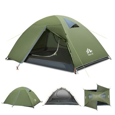 Намет Night Cat Camping для 2 осіб: Водонепроникний, легкий, 3 сезони, з тамбуром, зелений