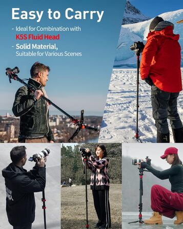 Штатив-монопод IFOOTAGE Cobra 3 C180F-P з карбону, 181 см, вантажопідйомність 8 кг (SET-C180F-P+K5S)