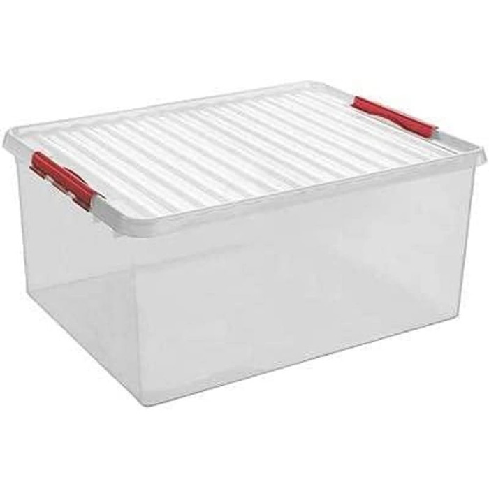 Sunware Q-Line Box - 120 Liter - 80 x 50 x 38cm - transparent/red 83300605