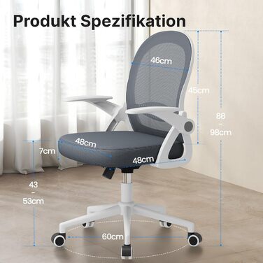 Офісний стіл Rattantree: ергономічний стілець з дихаючою спинкою, регульована висота, сітчаста конструкція, підлокітники, 360° обертання, для офісу та дому (темно-синій)