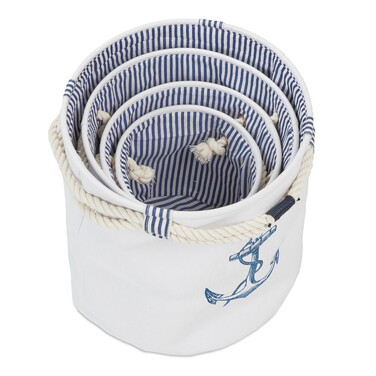 Relaxdays Storage Baskets, 4-Piece Set, Nautical Design