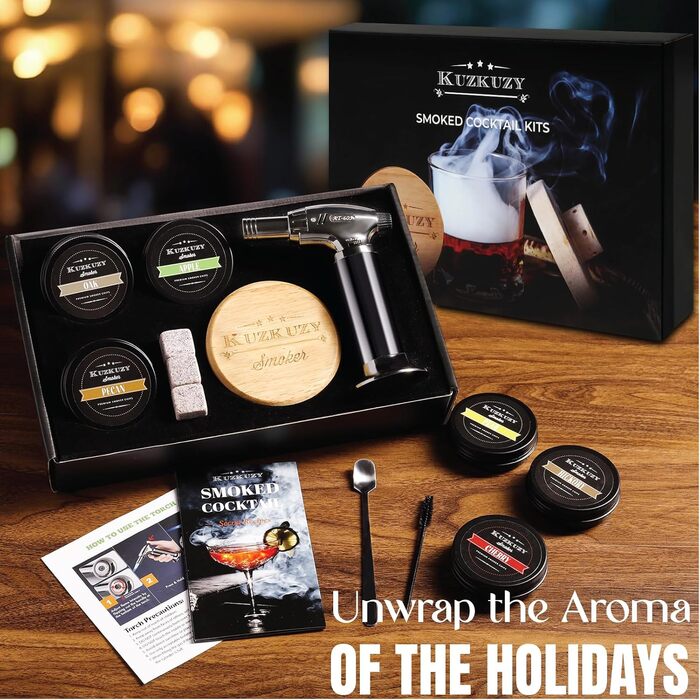 Набір для копчення коктейлів Bouron: факел та 4 види тирси для димного напою