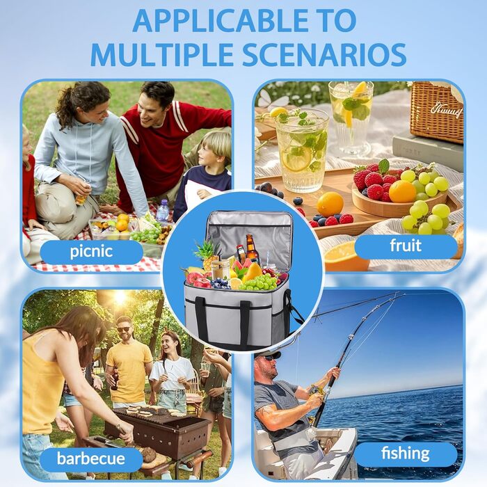 Термосумка для пікніків та відпочинку на природі 35L сірого кольору