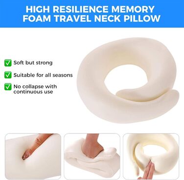 Подушка для шиї з Memory Foam - Ергономічна подушка для подорожей з маскою для очей, навушниками та чохлом (Рожева, Сіра)