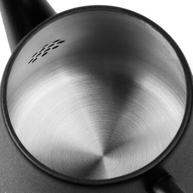 Hanamura Thermo Teapot with Infuser - Stainless Steel Teapot, Double-Walled and with Strainer - 1L - Black Metal Teapot - Insulated Thermos Modern Design