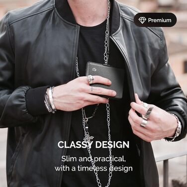 Чоловічий гаманець ÖGON -DESIGNS Smart Case Big Stockholm з великою місткістю, RFID-захистом та ефектом карбону