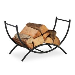 Relaxdays Black Metal Firewood Basket