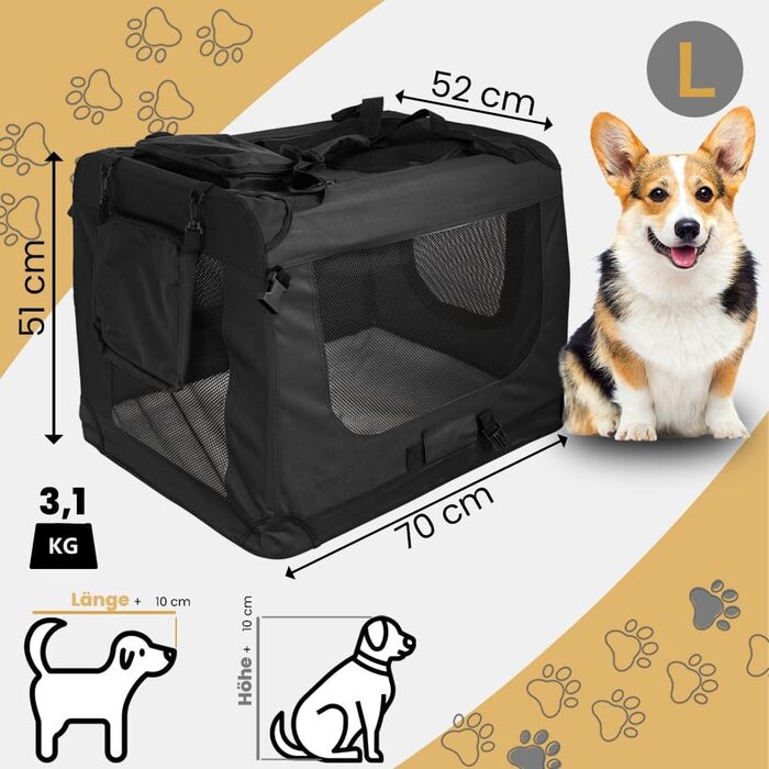 Складана переносна сумка-переноска для собак та котів Petigi (Чорний, L 70x52x51 см)