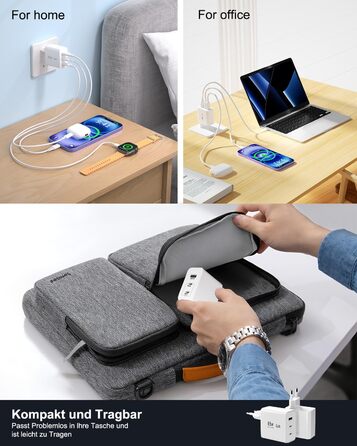 Зарядний пристрій USB-C 8-в-1, 65W: Швидка зарядка для MacBook, iPhone, iPad, Samsung, ноутбуків (PD GaN)