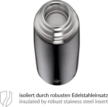 alfi ISOTHERM PERFECT AV 1.0L, cool grey matte, stainless steel insulated bottle with drinking cup, absolutely leak-proof with automatic closure, detachable, keeps drinks warm for 12 hours, fingerprint-resistant, BPA-free