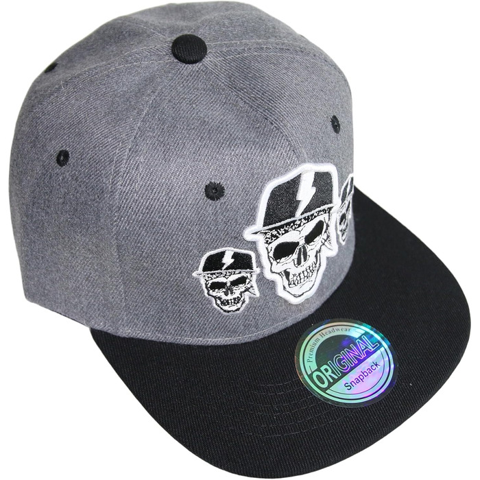 Кепка Snapback Beybey з принтом черепа. Стильний дизайн для чудового вигляду (50, TRPPL, сірий)