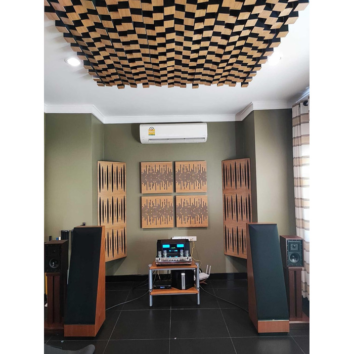 Набір акустичних басових пасток для кутів PULSE-100mm (4 шт), 50x50x10 см, колір горіх — звукопоглинаючі панелі для студії звукозапису