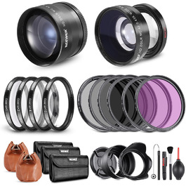 Набір об'єктивів NEEWER 52mm: ширококутний, телеоб'єктив, макро, ND-фільтри (ND2, ND4, ND8), UV, CPL, FLD для APS-C