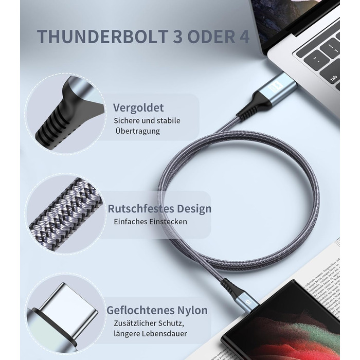 Кабель USB-C на HDMI 4K 2м, USB Type-C - HDMI, плетені, Thunderbolt, сумісний з iPhone, MacBook, iMac, iPad, Samsung, Dell