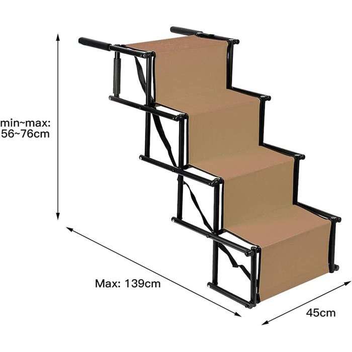Рампа для собак Homewell - складана, до 70 кг, регульована, для маленьких, середніх, великих та хворих собак, легка у зберіганні (колір: коричневий)
