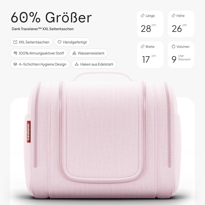 Чохол-органайзер для подорожей Traveaner, 7 відділень, 3-в-1, водонепроникний, рожевий, XXL