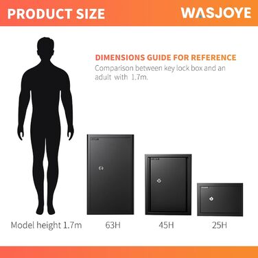 Сейф настінний Safe Tresor WASJOYE з ключем 19L для грошей, коштовностей, документів (25x35x25 см)