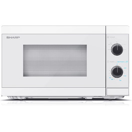 Мікрохвильова піч SHARP R200BKW Solo, 20 л, 800 Вт, 5 режимів, таймер, функція розморожування за вагою, енергозберігаючий режим, скляний піднос 25,5 см