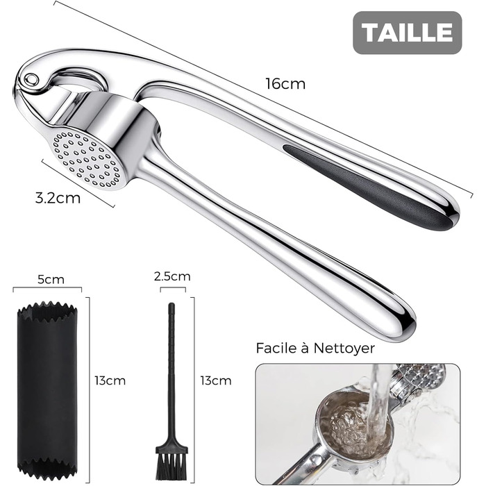 Пресу для часнику з нержавіючої сталі, професійна кухонна преса для часнику, срібна