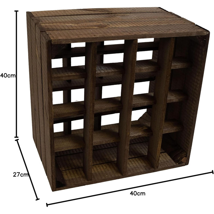 Wine Rack 16er white/natural/flamed Dimensions 40x40x27cm Shelf Box Bottle Rack Wine Rack Apple crate/Wine crate (dark)