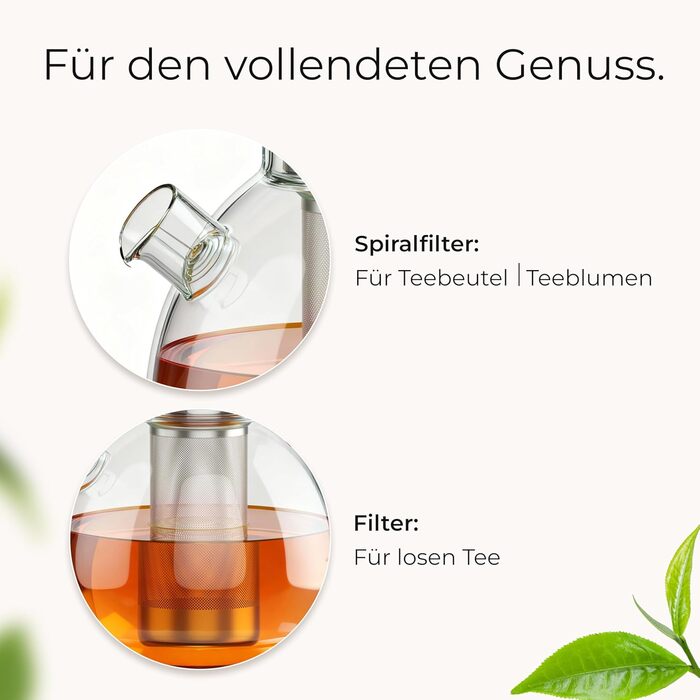 Скляний чайник Teekanne з підставкою-підігрівачем та ситом з нержавіючої сталі, боросилікатне скло, 1.5 л, для листового та трав'яного чаю