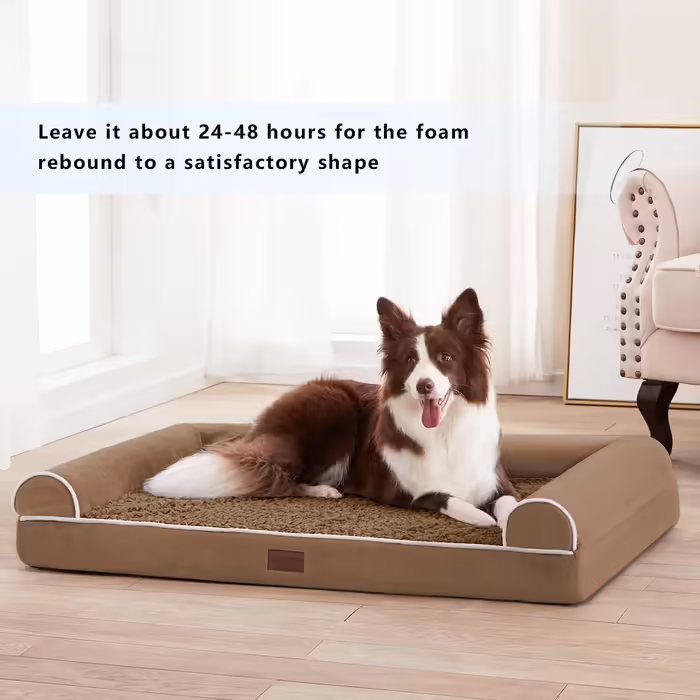 WESTERN HOME Dog Bed, Dog Basket, Large Dogs, Orthopedic Dog Bed, Dog Sofa, Waterproof, 106x76x10cm, Dog Beds with Washable Cover, Dog Basket for Large Dogs, (L 106 x W 76 x H 19 cm, Brown)