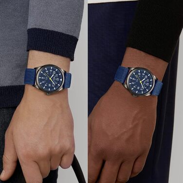 HANPOSH чоловічий годинник: тактичний годинник для військових, армійський годинник з датою, водостійкий (3ATM), кварцовий годинник для активного відпочинку та спорту (блакитний, сірий, блакитний)