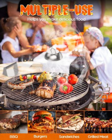 Набір для приготування бургерів Warmodern 3-TLG з нержавіючої сталі: прес 14 см, дзвоник, лопатка | Професійний аксесуар для гриля