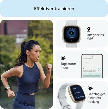 Розумний годинник Fitbit Sense 2 – фітнес-трекер з GPS, EKG та аналізом сну – сумісний з Android/iOS – колір Nebelblau (туманно-блакитний)