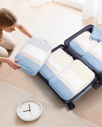 Набір органайзерів для валізи Narwey (6 шт.) з компресією, салатовий