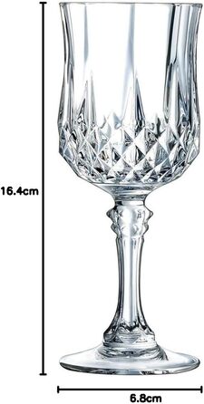 Cristal d'Arques Paris Longchamp - Wine Glass 170ml - Set of 6 - made of Kwarx - reinforced packaging - Shine, transparency, and high resistance