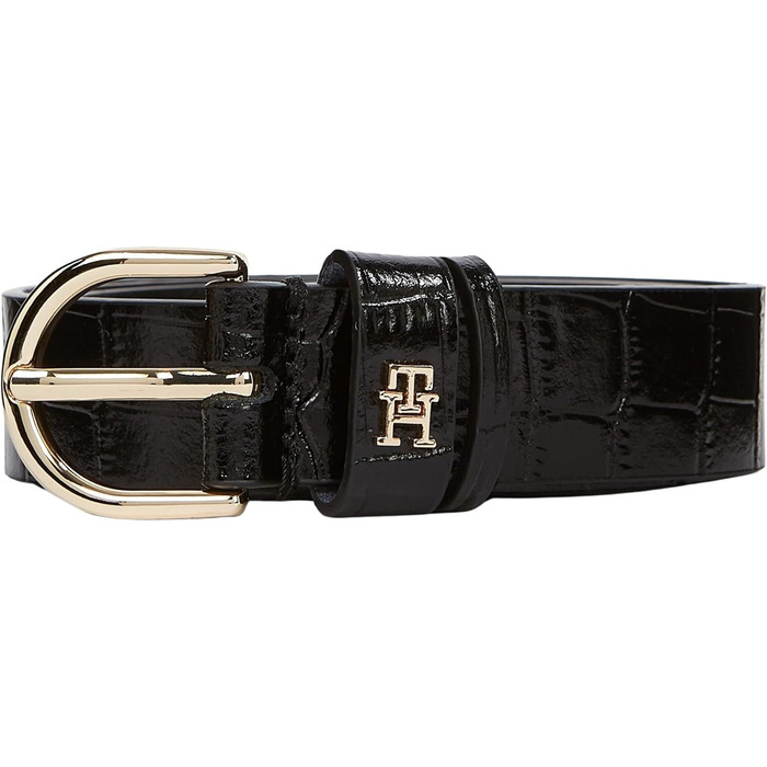 Ремінь жіночий Tommy Hilfiger Essential Effortless Croc 110 Black (Чорний) з регульованою пряжкою