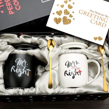 Coffee mugs with the inscription 'Mr and Mrs', wedding gift for bride and groom, bridal party, engagement gift, anniversary gift, for couples, 340 ml, ceramic-marble mugs