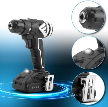 Акумуляторний шуруповерт STAHLWERK 18V Brushless з набором: акумулятор, зарядний пристрій, кейс (ABS-18 ST)
