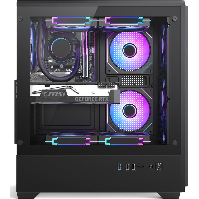 Великий комп'ютерний корпус ATX з USB 3.0, загартованим склом, сіткою (Mesh) та 3-ма RGB-вентиляторами