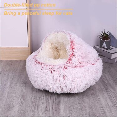 Comforting Cat Bed, Small Dog Bed, Warm Cozy Soft Plush Winter Bed for Cat Caves, Non-Slip Bottom, Machine Washable, Sofa Bed for Puppies/Small Medium Cats (rose 50 cm)