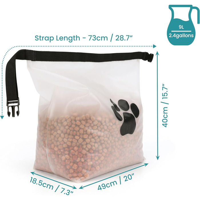 Сумка для зберігання корму для собак BELLE VOUS, 9 л - туристична сумка для корму, зручна для подорожей