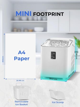 Машина для приготування льоду FOHERE: швидке виготовлення, 14 кг/24 год, самоочищення, 2 розміри, для кухні, офісу, бару, вечірки