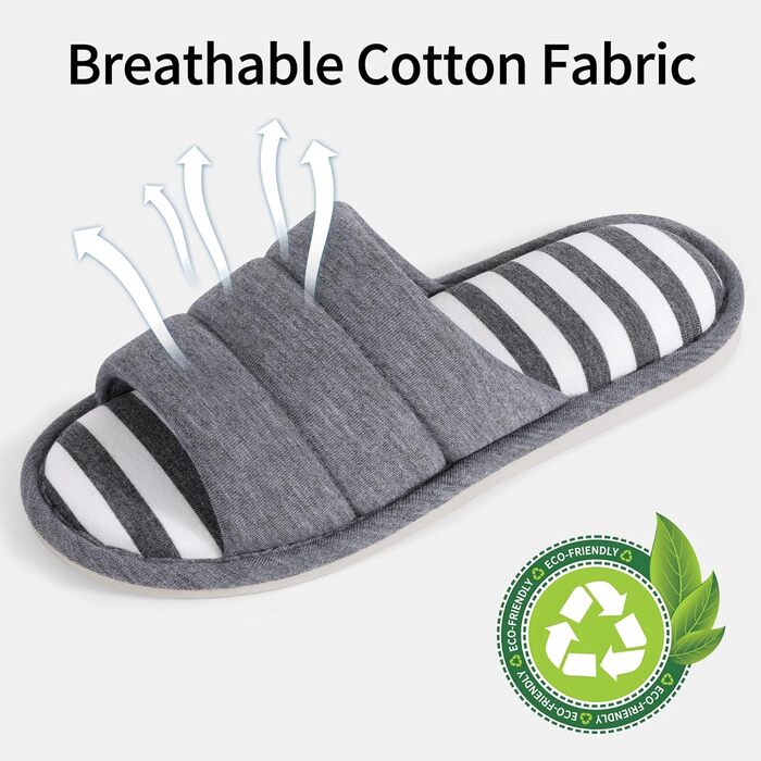 Тапочки халатні з відкритим носком для жінок та чоловіків shevalues, м'яка бавовна, піна Memory, сліпони, для дому (10-10.5 Women/9-9.5 Men, Темно-сірий)