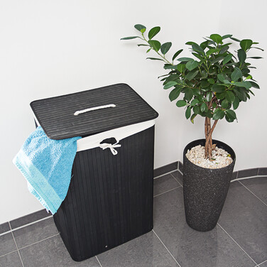 Relaxdays Bamboo Laundry Basket, Square