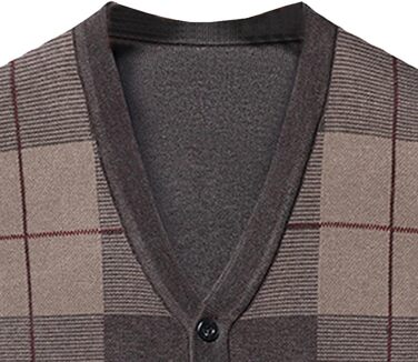 Кардиган чоловічий в стилі аргайл, з ґудзиками, в'язаний, з кишенями, кольору верблюжий (L)