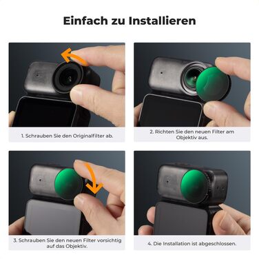 Набір ND-фільтрів K&F Concept для DJI Osmo Nano (ND8, ND16, ND32, ND64) — 4 шт., нейтральний світлофільтр з HD-скла та алюмінієвою рамою, FD151