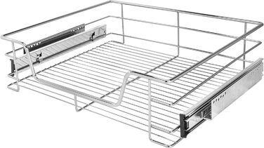 International Household Telescope Drawer - Kitchen Cabinet Drawer for 60 cm Kitchen Cabinets, Storage Basket Drawer Installation, Telescope Basket for Kitchen Cabinet, made of Metal (Chrome)