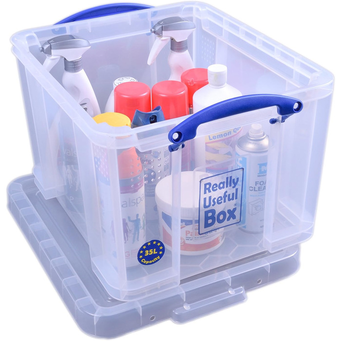 Really Useful 35C Plastic Storage Box - Lightweight, Robust, Stackable - 35 Liters - 480 x 390 x 310 mm - Transparent