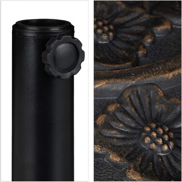 Relaxdays Half-Round Umbrella Stand, Weatherproof, Heavy, Garden & Terrace, Stock Size 38 mm, WxH: 50 x 32 cm, Brown