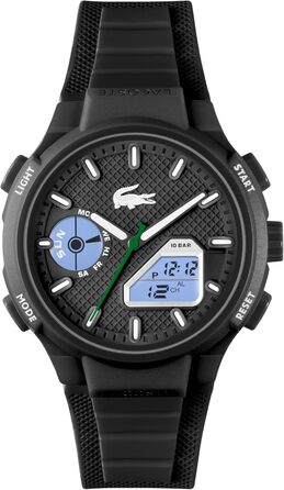 Чоловічий годинник Lacoste LC33 аналогово-цифровий кварцовий з силіконовим браслетом - унісекс, чорний