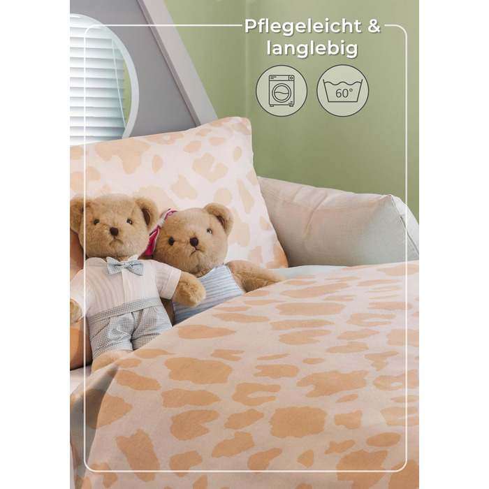Комплект постільної білизни для дітей Gräfenstayn® з принтом тварин (жирафа, слон, коала) - 100% бавовна (ренфорс) - ковдра 135x100 см, подушка 60x40 см
