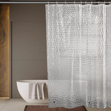 Шторка для душу OTRAKI 200x200 см, антигрибкова, EVA, прозора, без PVC, екологічна, з кільцями, водонепроникна, напівпрозора