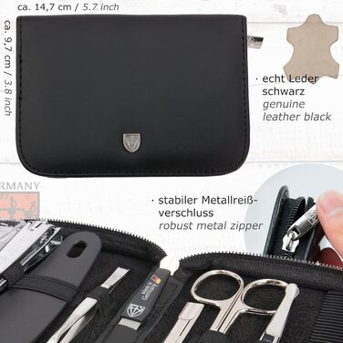 Набір для манікюру DREI SCHWERTER MONZA (10 шт.) - чорний, з натуральної шкіри, для подорожей